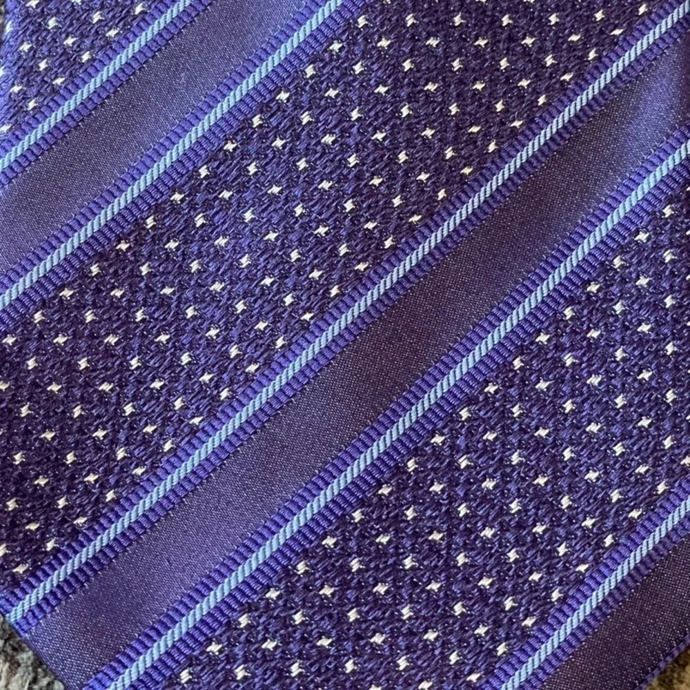 Gladson Men's Silk Tie Purple Stripe Repp Pattern‎ Designer Necktie Made in USA